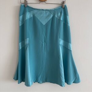 Charles Chang Lima Tiffany blue silk paneled fit and flare skirt size 12